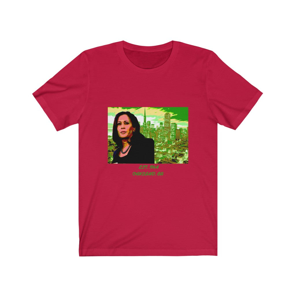 Kamala Harris "Oakland, CA" Unisex Short Sleeve Tee Shirt. Green